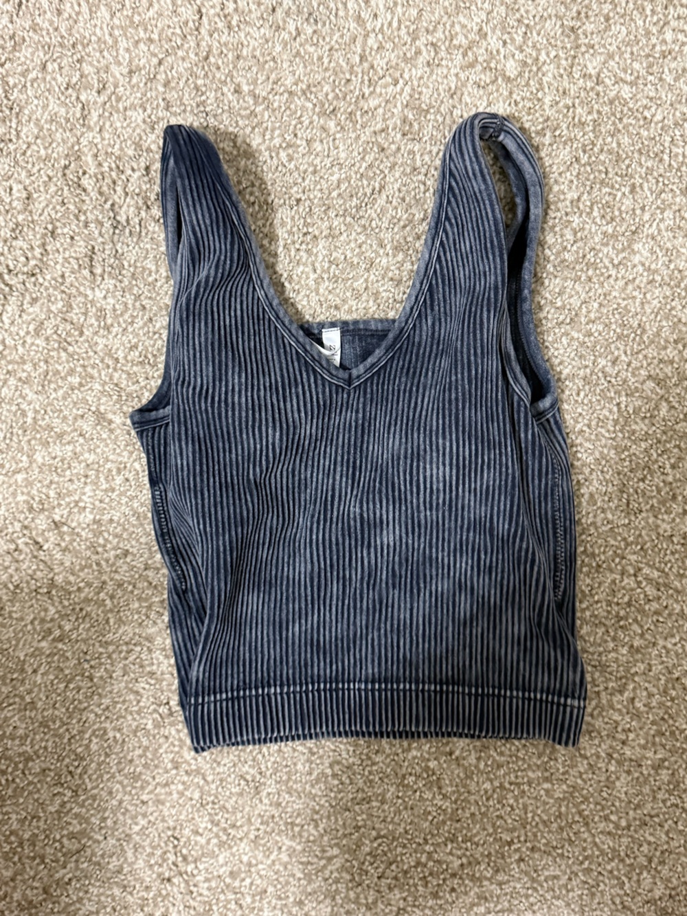 Zenana Outfitters Navy Ribbed V-Neck Tank Top